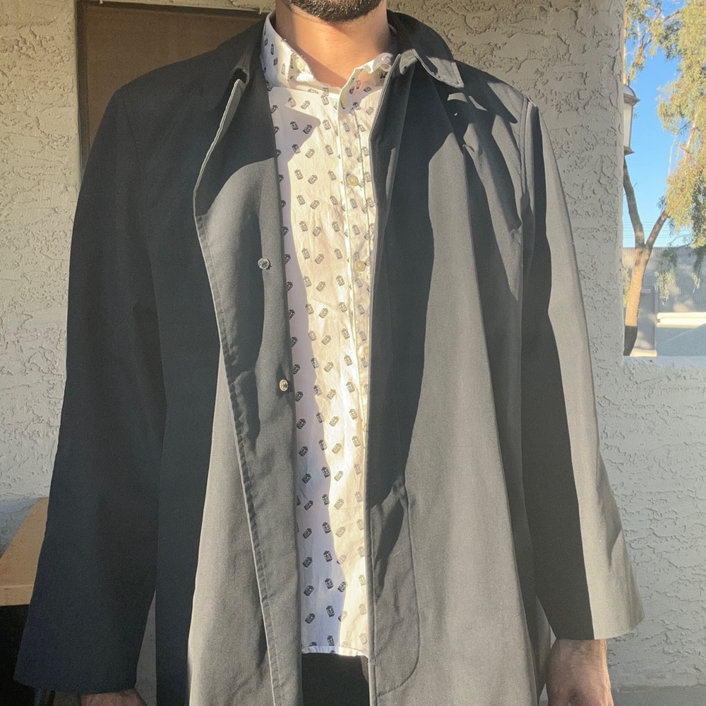 Navy blue trench coat/duster